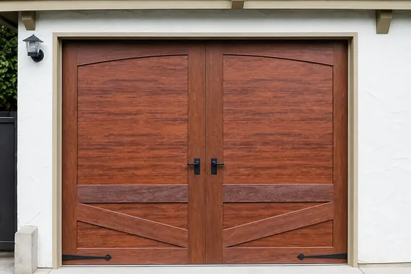 Beautiful faux wood steel garage door, insulated, four layer construction with an overlay. Canyon Ridge Ultra-Grain Edition in Walnut by Clo