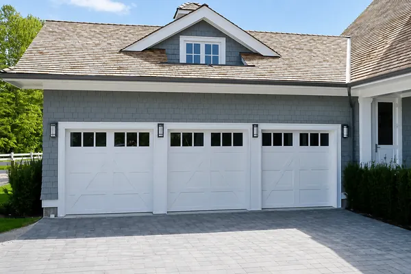 Beautiful Semi-Custom Wood Carriage Doors by Clopay for a new home in Vancouver, BC.