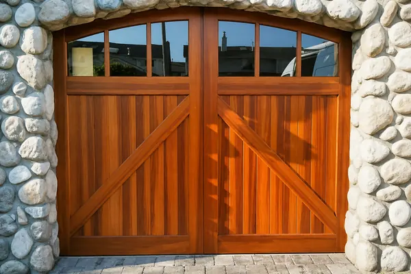 Cedar Overlay Reserve Collection Custom Wood Garage Door. This custom garage door was designed to complement a very unique home &mdash; ever