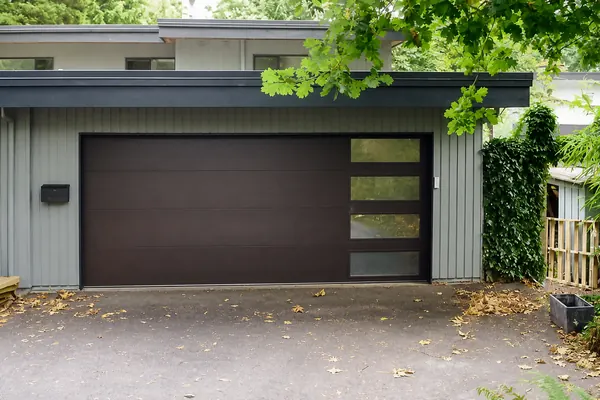This is a Flush Premium door with a custom frosted glass configuration by Clopay.