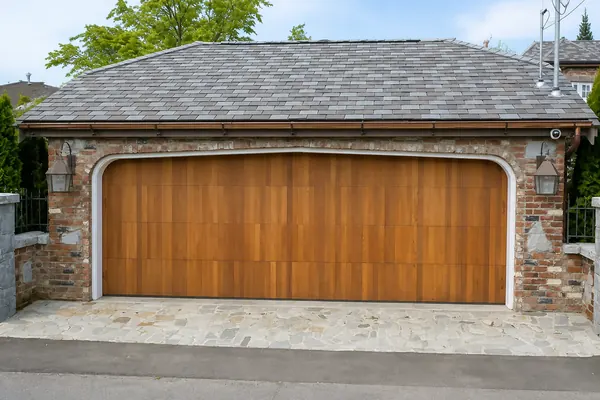 Flush Insulated Steel Garage Door, with custom wood overlay (customer supplied), 20x7.