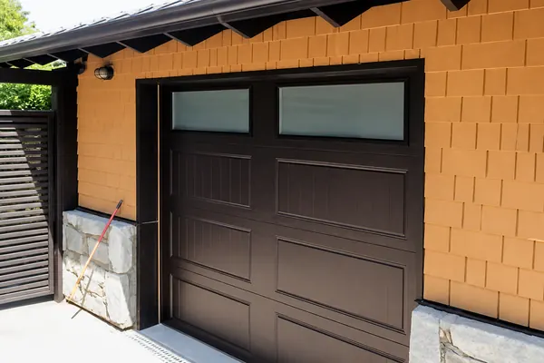 Black Gallery Door, Long Panel with Obscure Glass.
