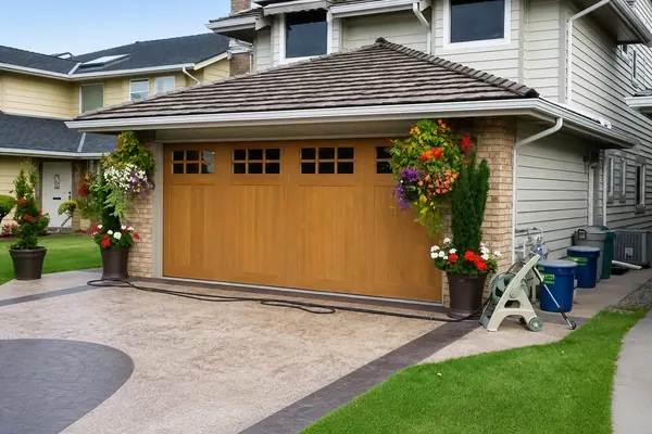 Clopay Canyon Ridge Pecky Cypress Garage Door, steel with overlay. A great example of increasing curb appeal on a home.