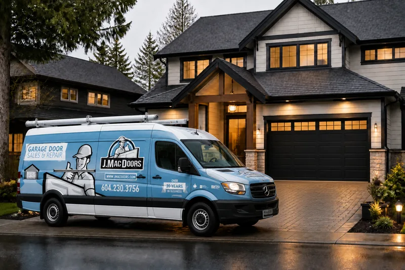 A fully equipped J.Mac service van outside a customer's home