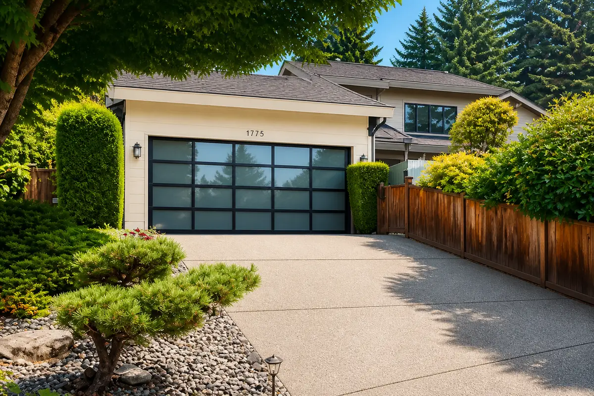 Al and Jennifer's finished full-view glass garage door