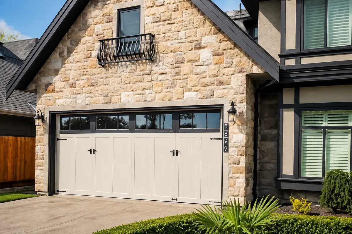 A finished modern garage door installation in Marpole