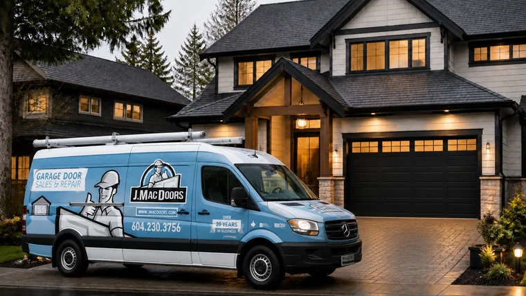 J.Mac van parked at a customer's driveway