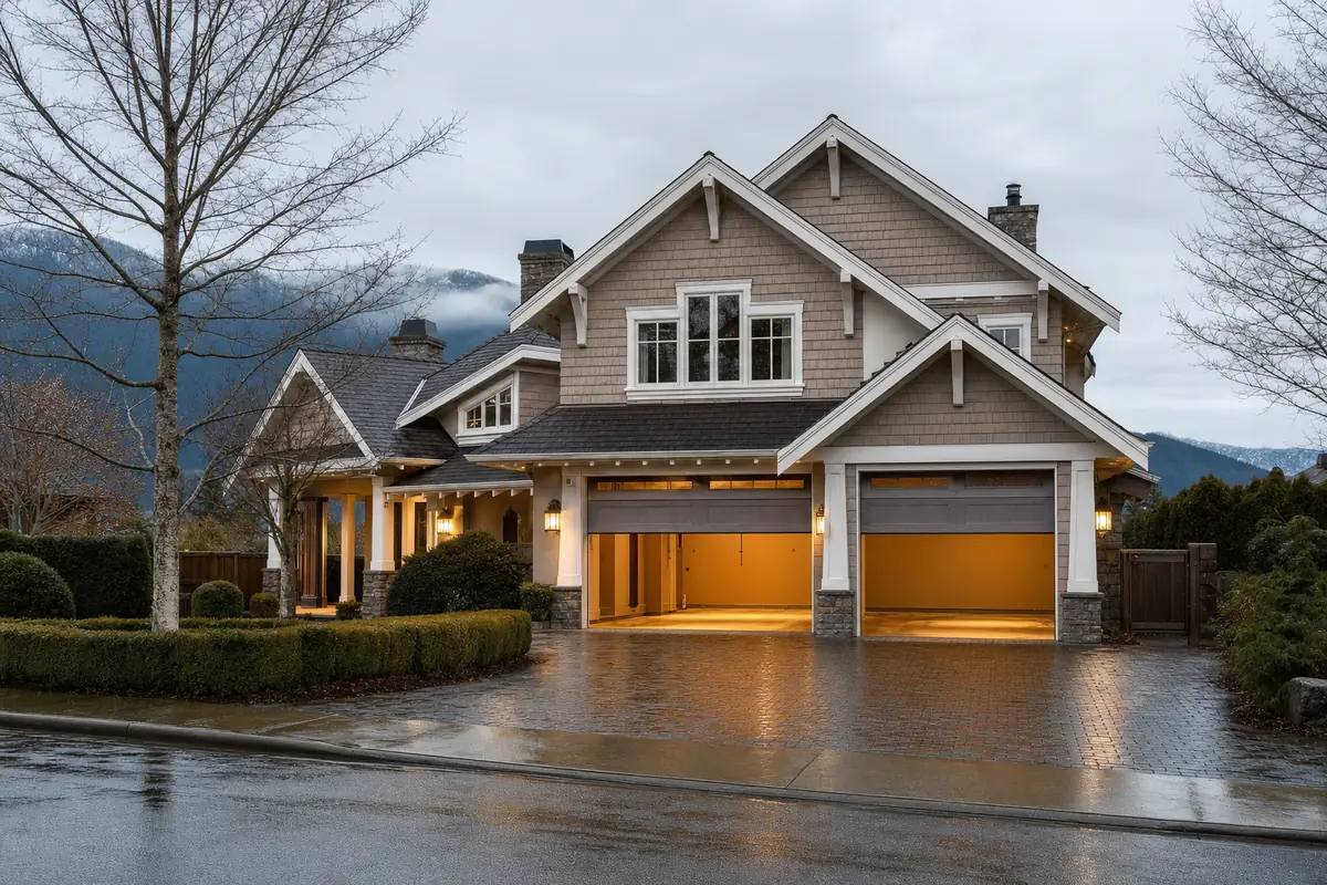 A J.Mac Doors van and technician at a Richmond home with the garage door open